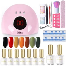 Набор для ногтей, 10 шт., Гель-лак для ногтей, лак с УФ-светодиодный лампой, машинка для маникюра, набор для ногтей, набор для лаков, инструменты для дизайна ногтей