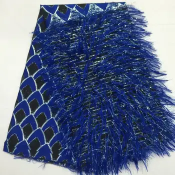 

African Lace Fabric 2019 High Quality Lace African Velvet sequins Lace Fabric Nigerian Lace Fabrics Wedding FD126 royalblue