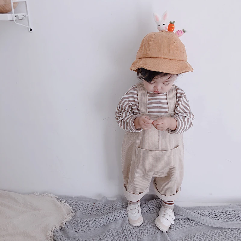 Autumn Baby Hat children fisherman hat cartoon cute basin cap men and women baby corduroy caps solid color warm hat