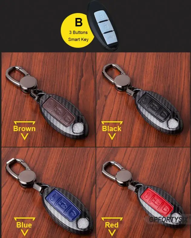 Углеродное волокно 4 кнопки ключ дистанционного управления чехол Fob для Nissan Versa Maxima Altima Rogue Armada Sentra муранского Infiniti FX35 QX60 - Название цвета: smart key B model