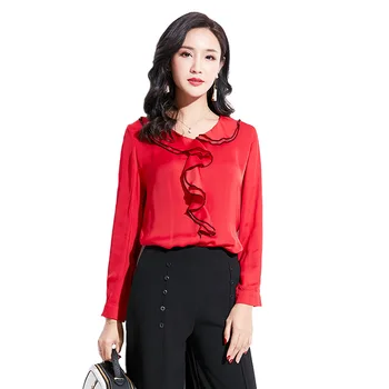 

2020 WOMEN autumn new romantic print was white loose long-sleeved straps temperament top chiffon shirt women