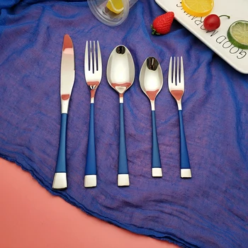 

Hot sale 18/10 blue silver stainless steel cutlery dining set gold cutlary silverware набор посуды jogo de jantar cutipol sets