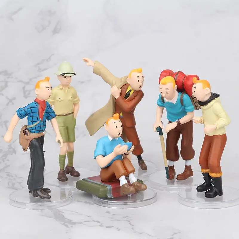6pcs/set The Adventures of Tintins Figures Toy Tintin Action Model Doll | Игрушки и хобби