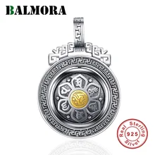 BALMORA, 925 пробы, серебро 360, быстрое вращение, шесть слов, подвески «Сутра» и ожерелье для женщин и мужчин, буддизм, крутые модные ювелирные изделия