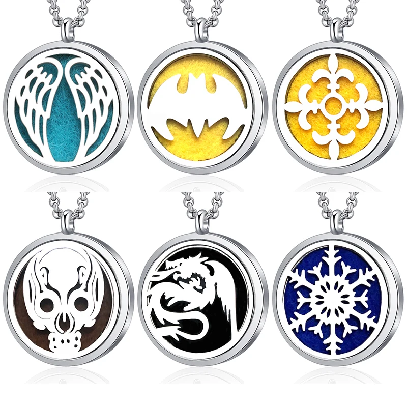 New Aromatherapy Stainless Steel Essential Oil Diffuser Skull Pendant Open Magnetic Perfume Locket Necklace Fashion Jewelry Gift | Украшения