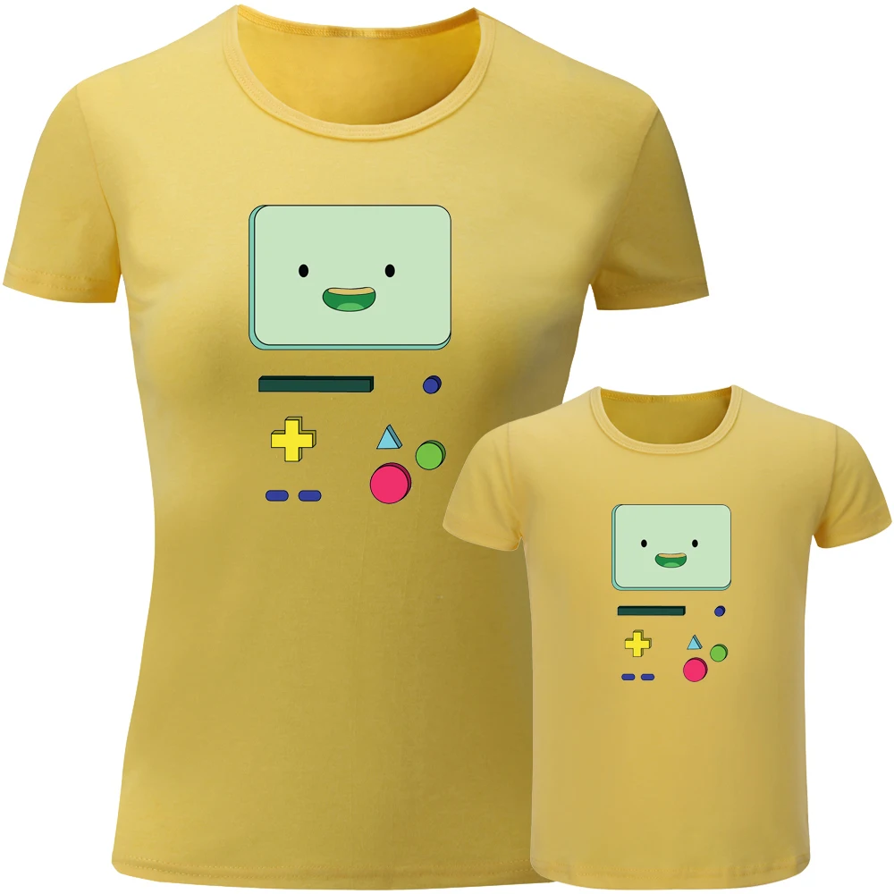 ADVENTURE TIME Dog Beemo; одинаковые комплекты для семьи; футболка для мамы и дочки; футболка с короткими рукавами; топы с принтом для женщин и девочек; подарок