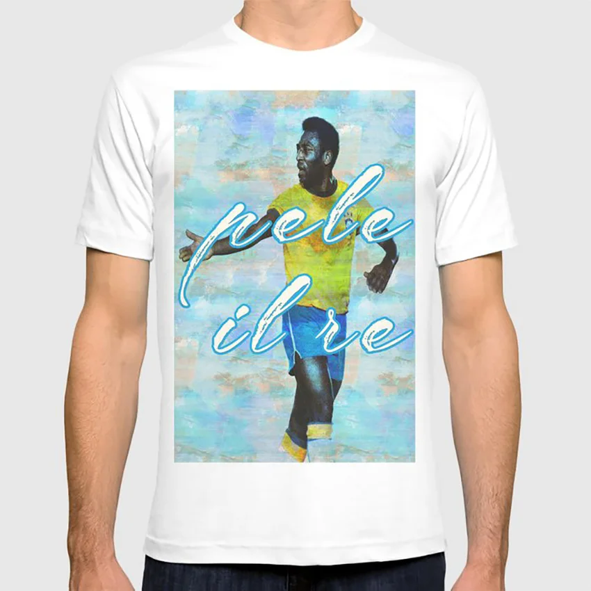 Pele il re футболка Футбол Король игрок знаменитая звезда blu желтый Пеле