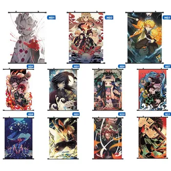 

Demon Slayer Kimetsu no Yaiba Tanjirou Nezuko Zentisu Shinobu Douma Giyuu Kokushibou Anime manga wall Poster Scroll