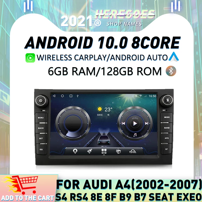 Автомобильный DVD-плеер Carplay 8 дюймов IPS Android 10 0 6 ГБ + 128 Гб навигация GPS 4G LTE стерео для