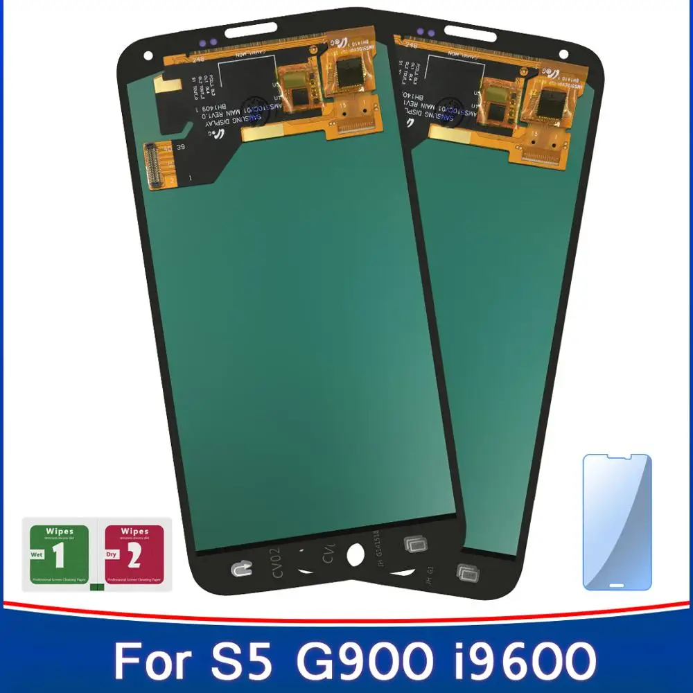 

2PCS New Display High Quality For Adjustable Brightness Samsung Galaxy S5 i9600 G900F G900H LCD Touch Screen Digitizer Assembly