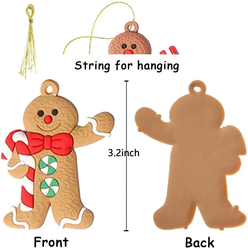 1 Set Gingerbread Man Ornaments for xmas Tree Decorations,Tall Gingerman Hanging Charms Xmas Tree Ornament Holiday Decor