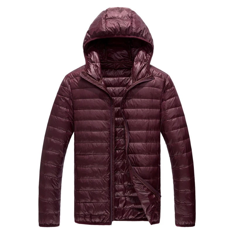  Men's lightweight down jacket Men's solid color simple casual hooded large size down jacket men's s