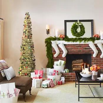 

Christmas Trees 5 Foot Artificial Tinsel Xmas Tree Multicolored Pencil Sequin 634E