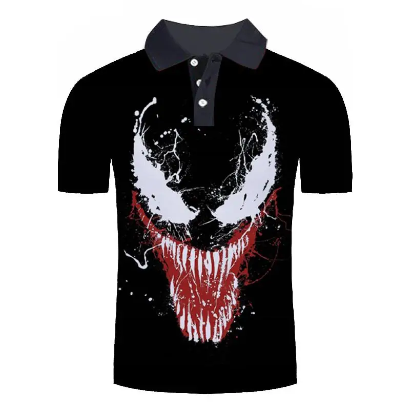 Брендовая рубашка поло 3 d с принтом Venom аниме забавная Мужская рубашка поло с коротким рукавом спортивная футболка для тенниса размера плюс мужские Блузы