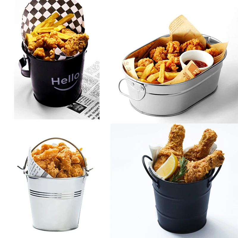 Ice Bucket French Fries Small Bucket Coffee Shop Bar Party Creative Mini Ice Fries Barrel Iron