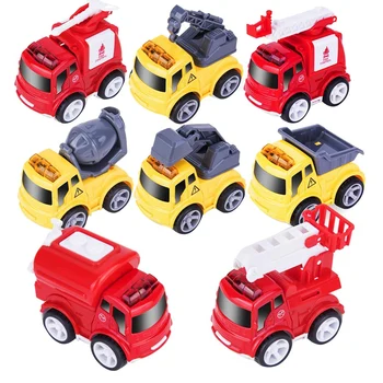 

ABHU-8 Pack Toy Pull Back Cars, Mini Construction Vehicles and Fire Trucks, Cartoon Pull Back and Go Car Toy Play Set, Game Supp
