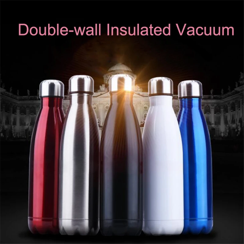 350/500/750/1000ml Double-wall Insulated Vacuum Flask Stainless Steel Heat Thermos For Sport Water Bottles Portable Thermoses