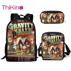 Thikin школьные ранцы для мальчиков гравитационный узор Фолс 3 шт. школьные рюкзаки для девочек Детский рюкзак для книг школьные
