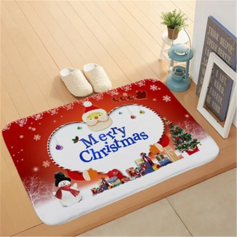 60X40 см креативный Снеговик коралловый флис коврики Рождество Снежная елка вход в дверь Противоскользящий ковер X3382