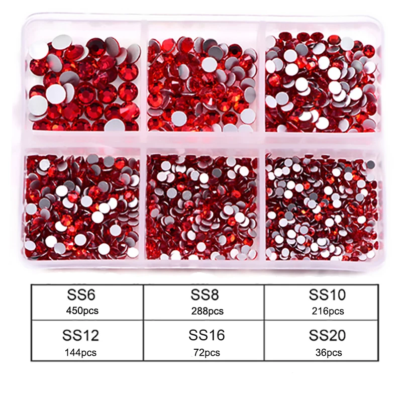 Transparent Red Ab Resin Mixed Shape Flatback Rhinestones 450Pcs