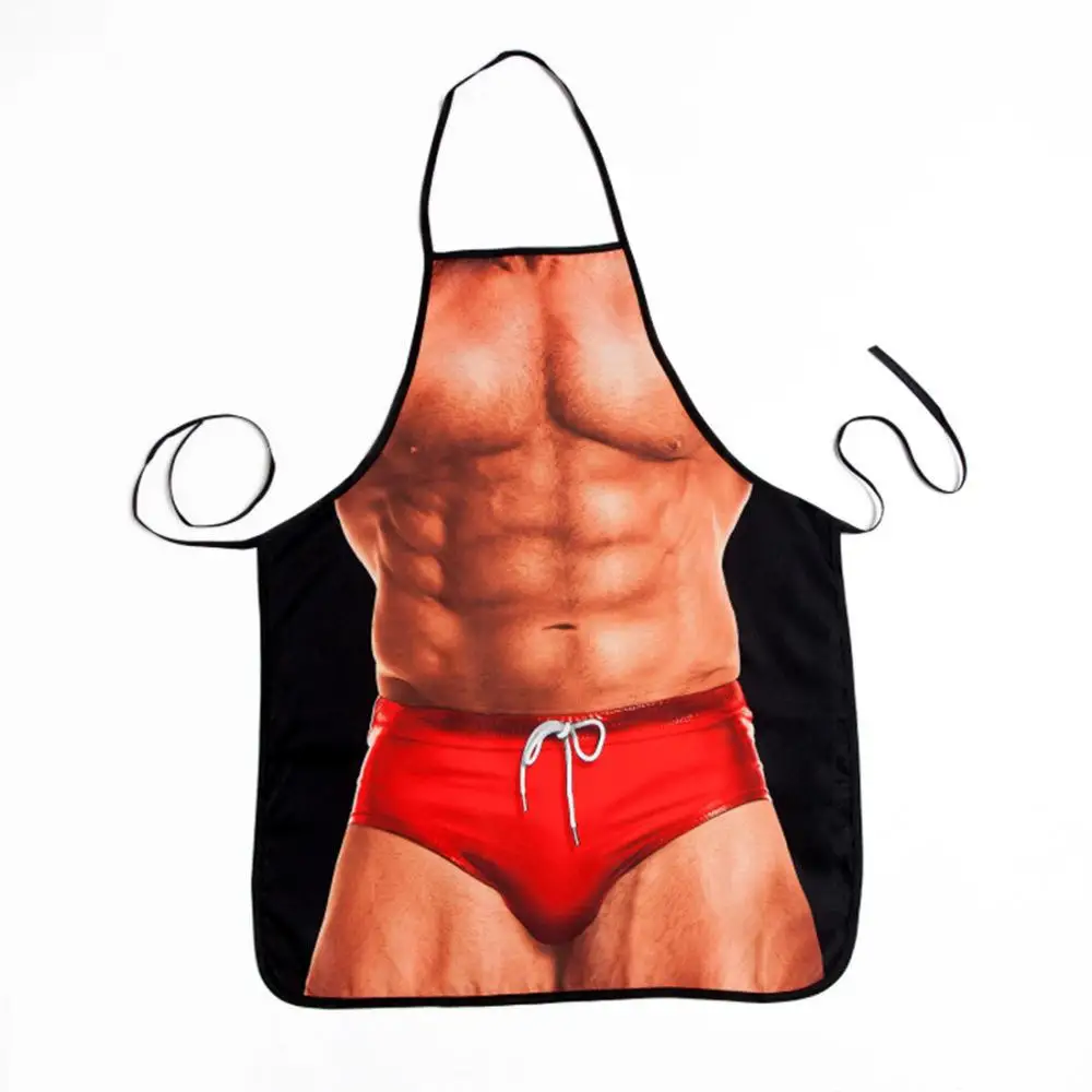

Novelty Muscle Man Printed Kitchen Apron Funny Cooking Grilling BBQ Apron Brithday Christmas Gifts