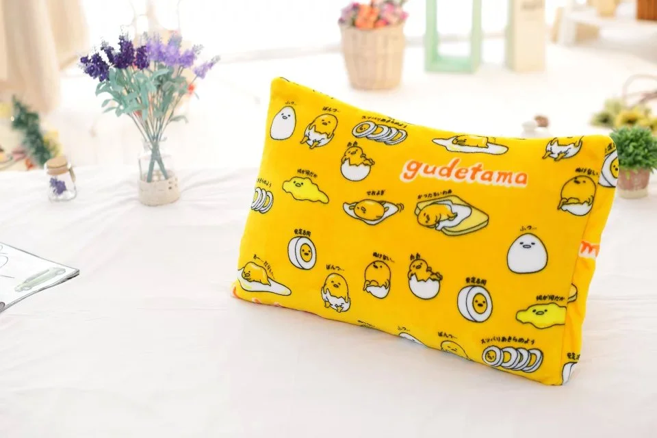 Креативные мягкие животные Gudetama Lazy яичный желток плюшевые фланелевые охлаждающее одеяло простыни наволочка для мягкой подушки детские игрушки - Цвет: Pillow Case