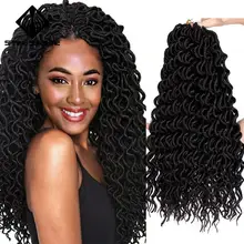 Весна солнце 18 дюймов богиня Faux locs Curly крючком косички волосы Омбре кудрявые дреды синтетические волосы для наращивания для женщин