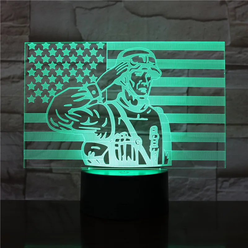 3D-2490 армейский солдат 3D Оптическая иллюзия света сенсорный датчик для детей ночник для офиса комнаты цвета декоративная лампа 3D подарок