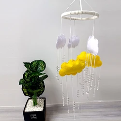 Berceau Mobile à nuages T5EC pour bébé, hochet avec perles en cristal, cloche de lit, carillon à vent, jouet pour chambre de nouveau né, décoration suspendue, douche 
