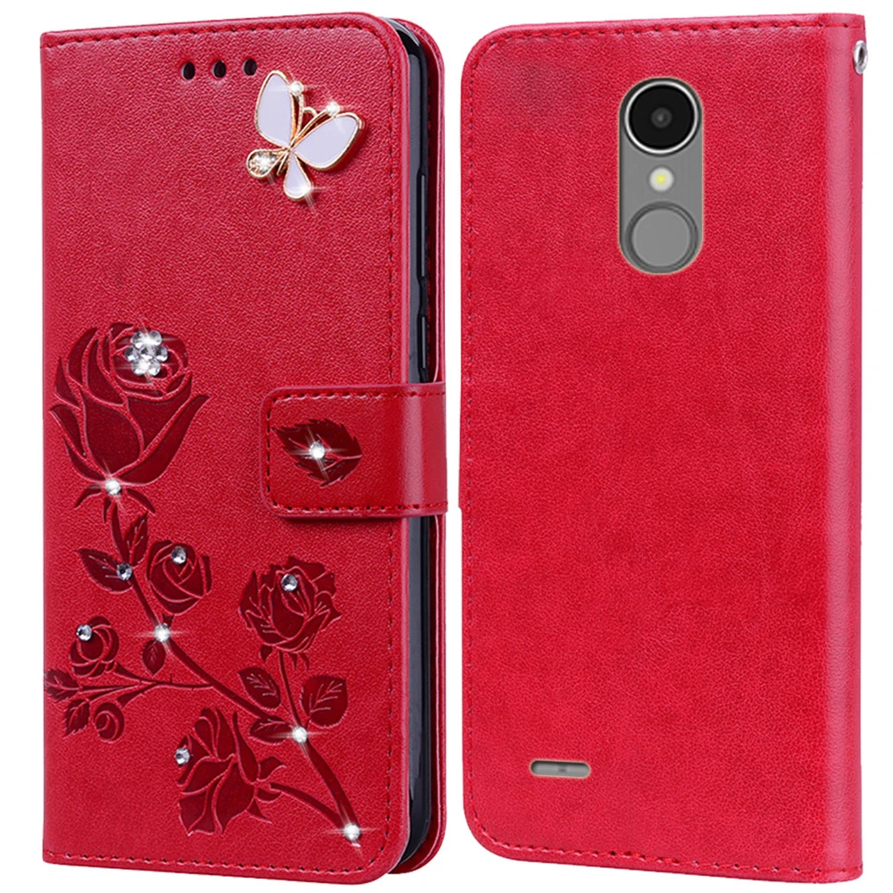 Flip Phone Case Cover for LG K4 2017 M160 Bling 3D Diamond Flower Embossed Premium Leather Wallet | Мобильные телефоны и