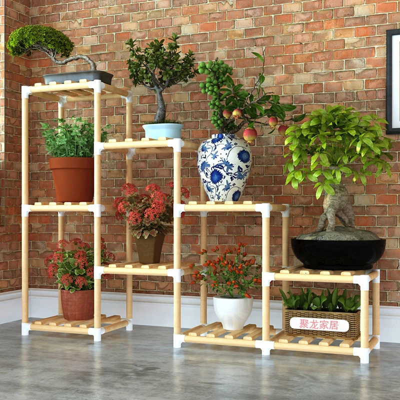 

Multi-storey Solid Wood A Living Room Household Flowerpot Frame Decorate Botany Frame