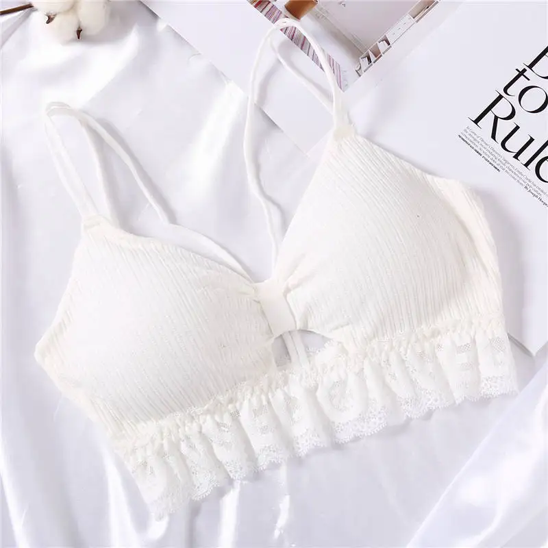 white Короткие топы в форме банта, женские топы на бретельках, сексуальные кружевные майки с буквами для женщин, хлопковое нижнее белье, Майки для девочек, жилет для женщин - Цвет: white