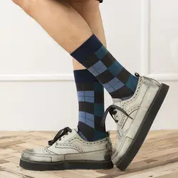 Новинка, мужские Модные Повседневные хлопковые носки в полоску, высокое качество, квадратные Длинные носки в деловом стиле, 4 пары