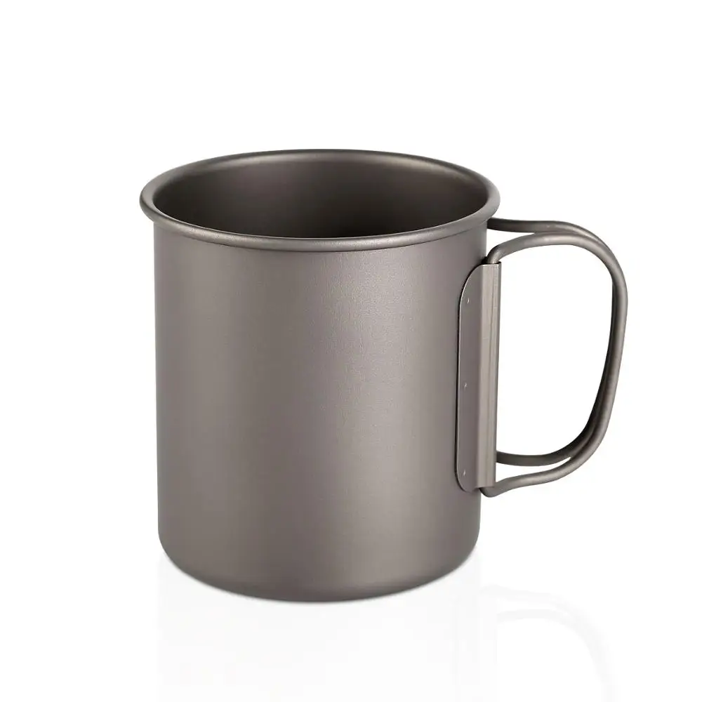 

300ML Pure Titanium Coffee Water Mug Pot Hiking Eco Friendly Camping Backpack Lightweight Cup with Collapsible Swing Handle
