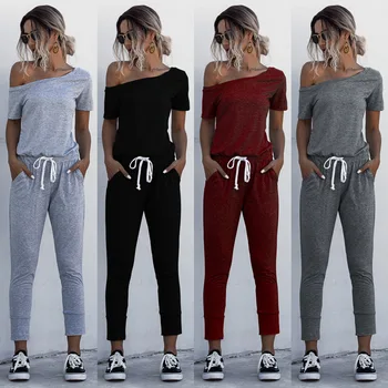 

2020 Summer Hot Selling Women's Short-Sleeved Pocket Strap Shoulder Jumpsuit