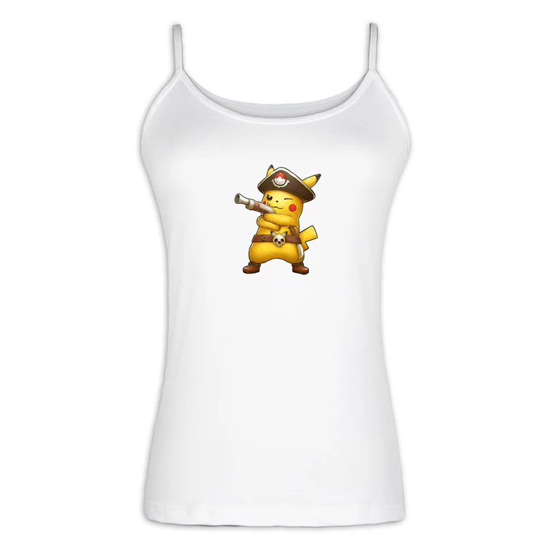 jfSingletS1260W Пикачу Camis классический мультфильм Покемон Милый Пират капитан Пикачу женская сексуальная майка хлопок на бретельках Топы подарок - Цвет: jfSingletS1260W