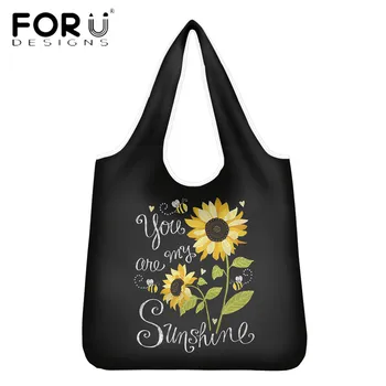 

FORUDESIGNS Women Totes Bag You Are My Sunshine Printing Casual Large Capacity Bolsas Reusable Grocery Bag Sac Feminina 2020