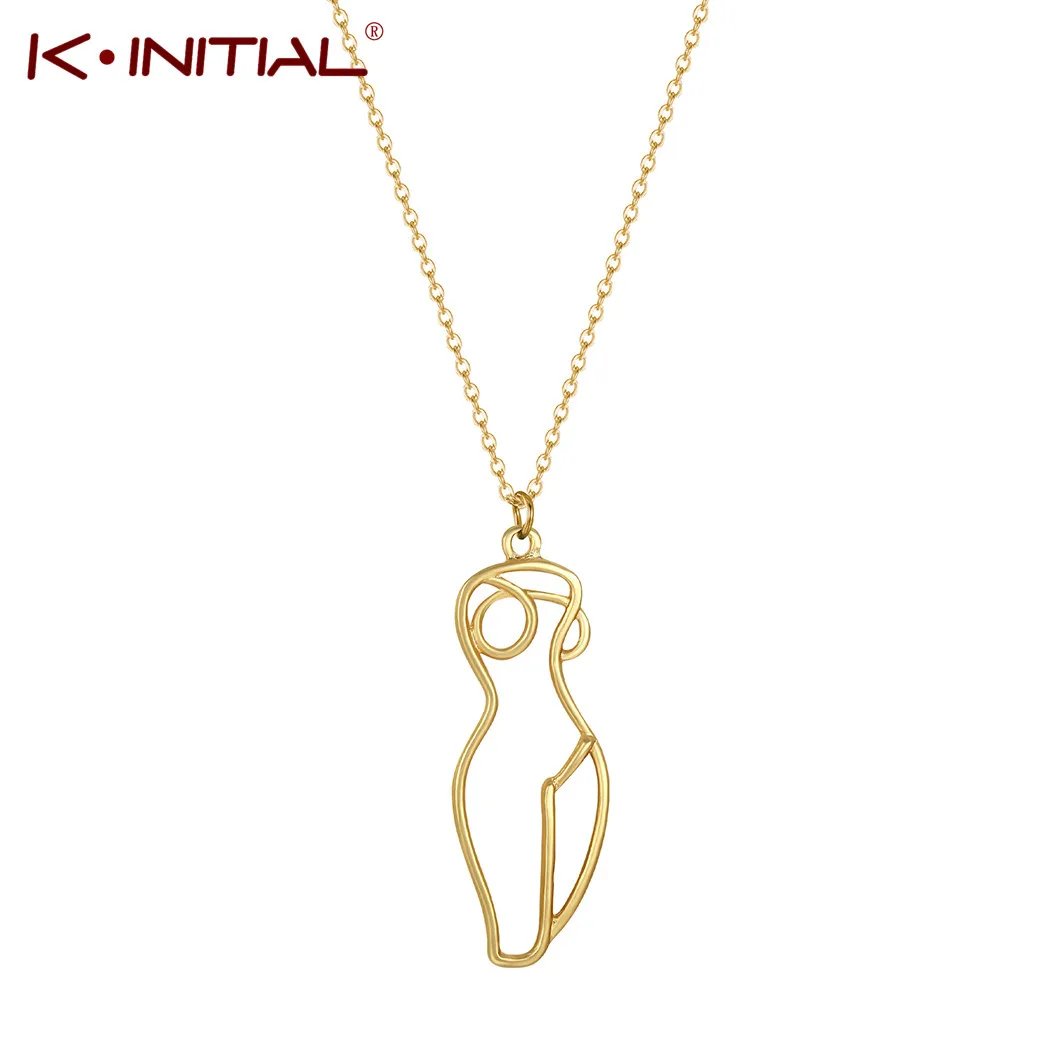 Kinitial Creative Nude Female Body Pendant Necklace Naked Charm Pendant