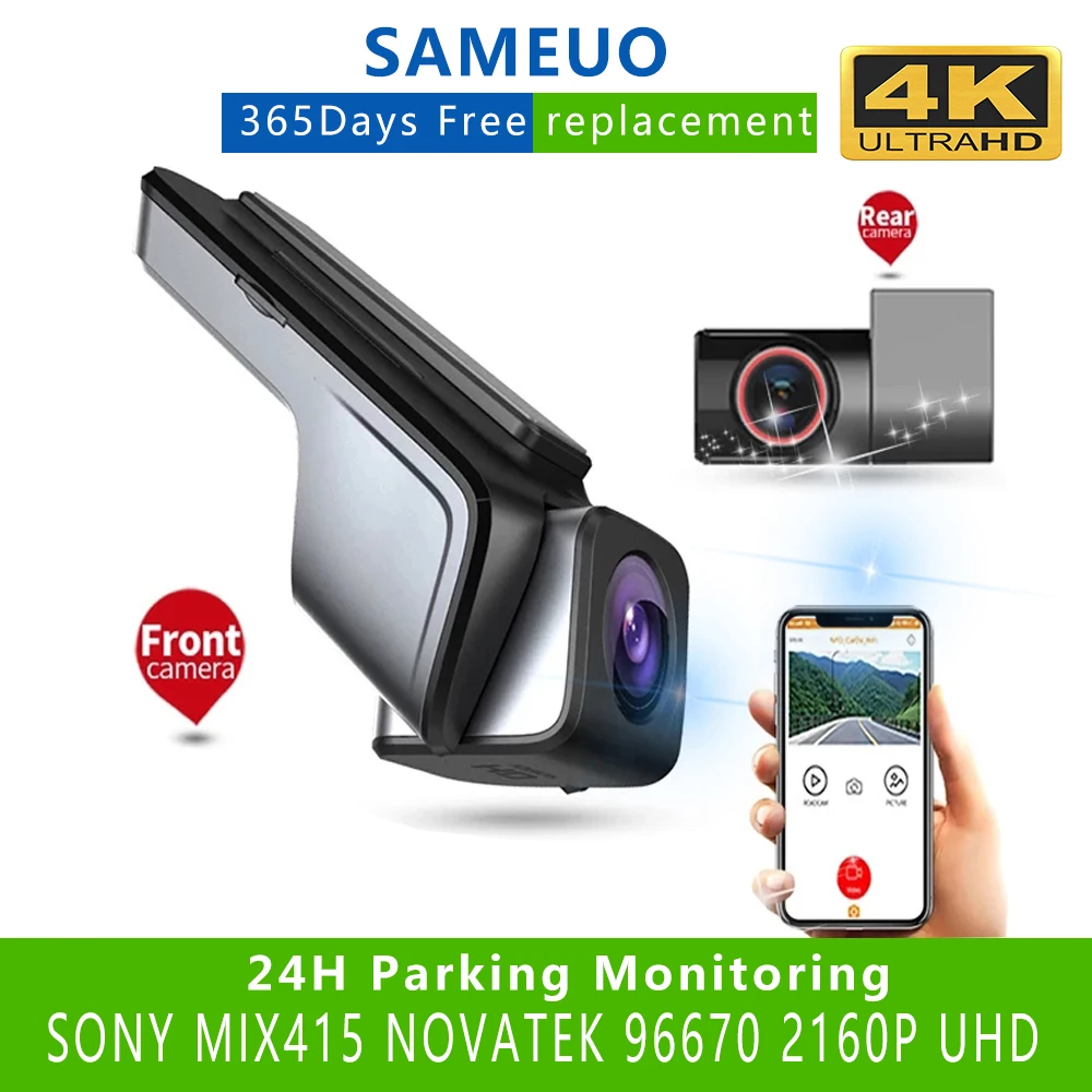 

Sameuo U1000Pro Dash Cam 4K Rear View WIFI Auto Dashcam For Car DVR Camera UHD 2160P Video Recorder Reverse 24H Parking Monitor