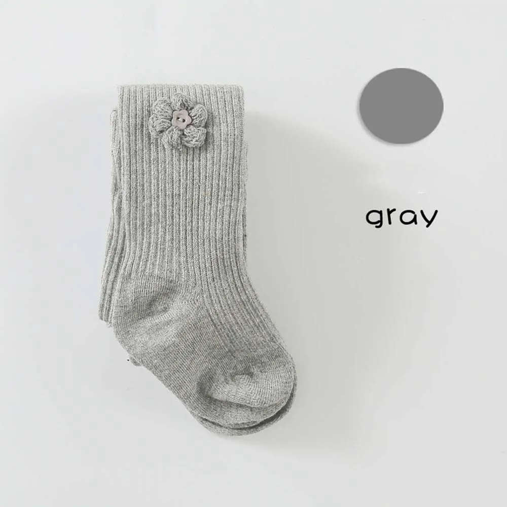 grey M Мягкие хлопковые колготки для детей; сезон весна-осень-зима; колготки с цветами; хлопковые колготки для маленьких девочек; детские вязаные колготки; collant - Цвет: grey M