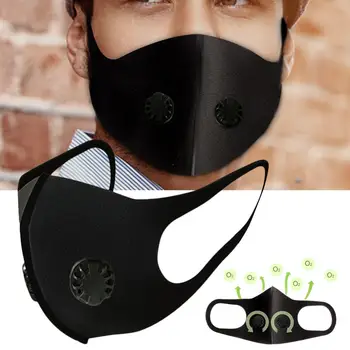 

3 Layer Filter Breathable Mouth Mask Double valve Face Mask Reusable Anti Pollution Face Shield Wind Proof Mouth Unisex Masks