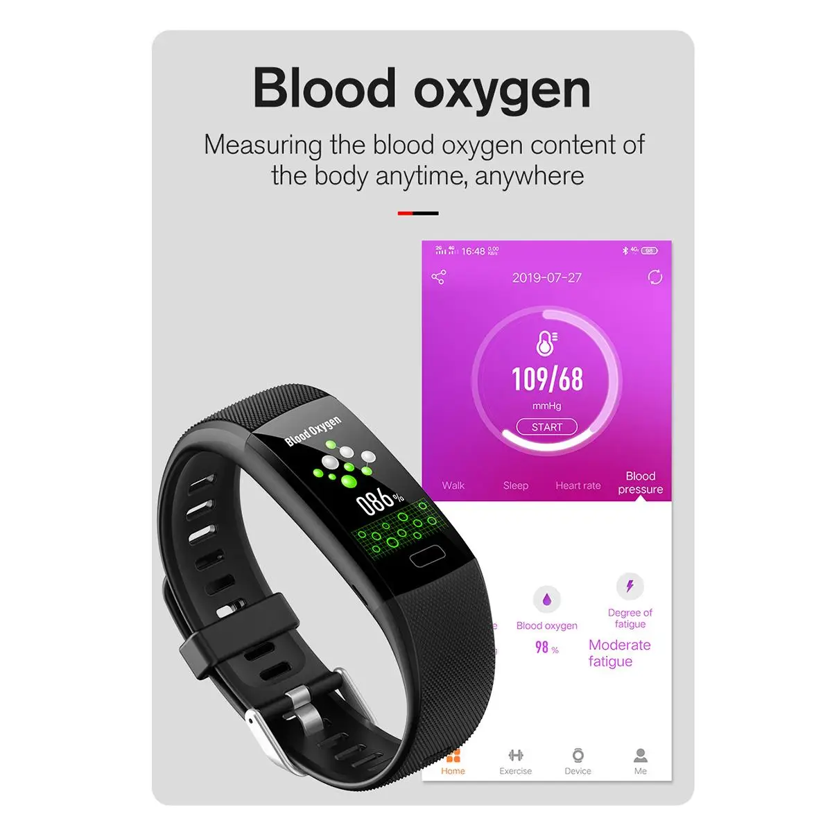 1,1" Смарт-часы спортивный фитнес-браслет пульсометр кровяное давление кислород водонепроницаемый браслет для IOS Android