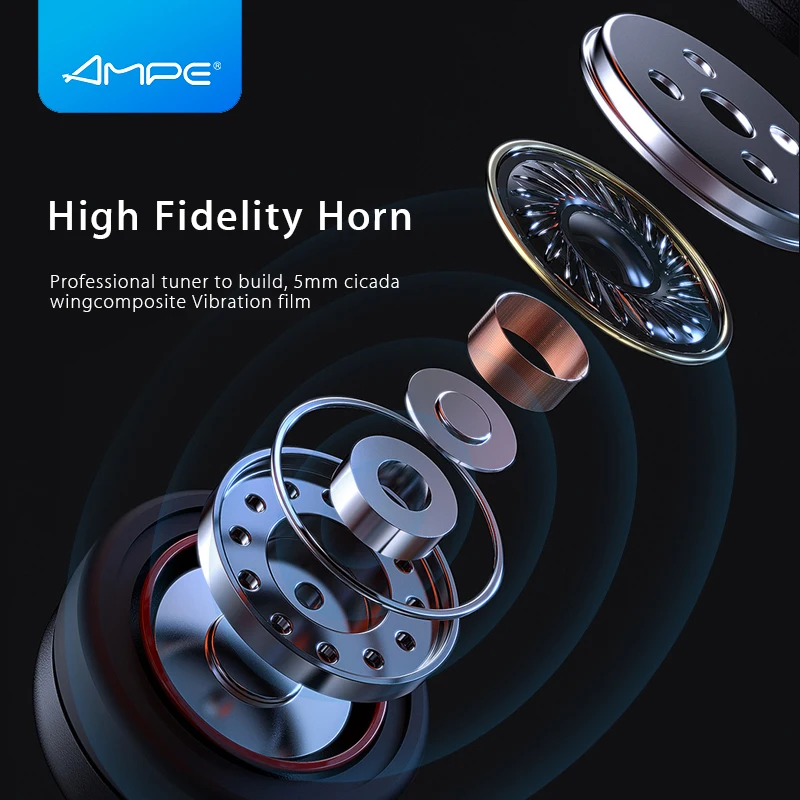 Ampe R6 Sports Bluetooth headset IPX7 waterproof and sweatproof Active Noise Reduction Extra long standby for iPhone Android