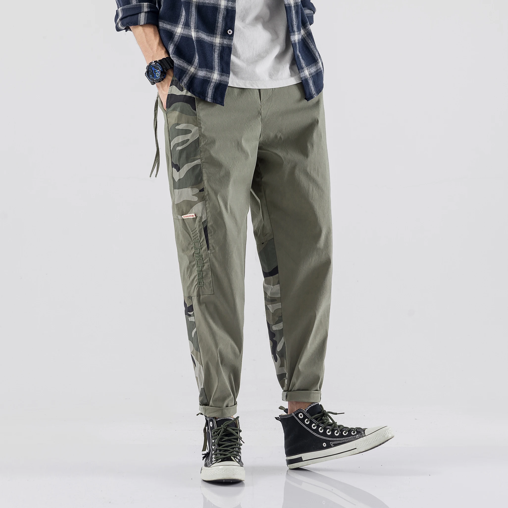 Yasword Men Pants Casual Trousers Straight Ankle-Length Solid Color Fashion Loose Male Elastic Waist Clothing Streetwear Yasword Men Pants Casual Trousers Straight Ankle-Length Solid Color Fashion Loose Male Elastic Waist Clothing Streetwear