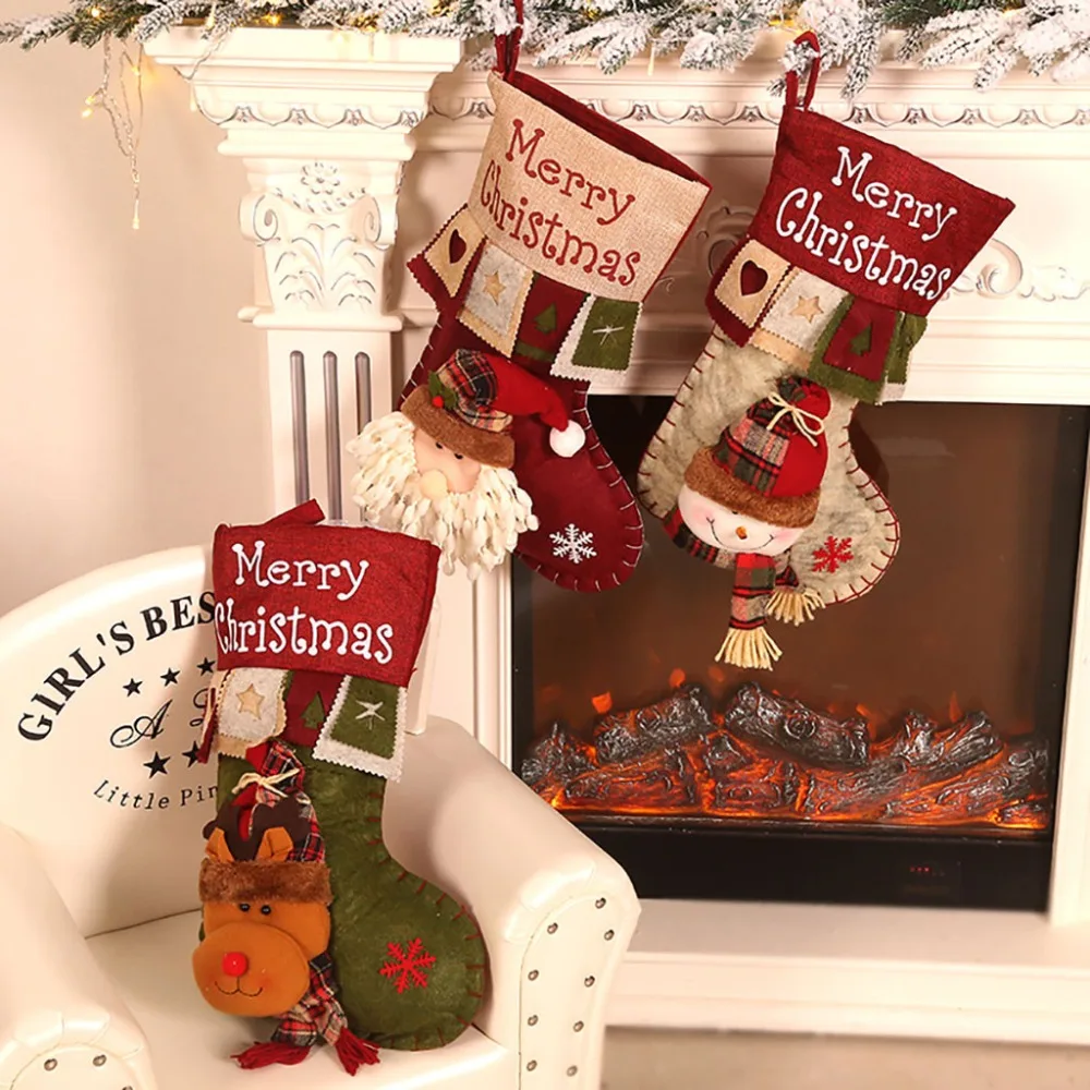 Счастливого Рождества Носок милый Санта Лось декоративные конфеты упаковка для яблока мешок рождественские подарки Ozdoby bodzonarodzeniowe дропшиппинг