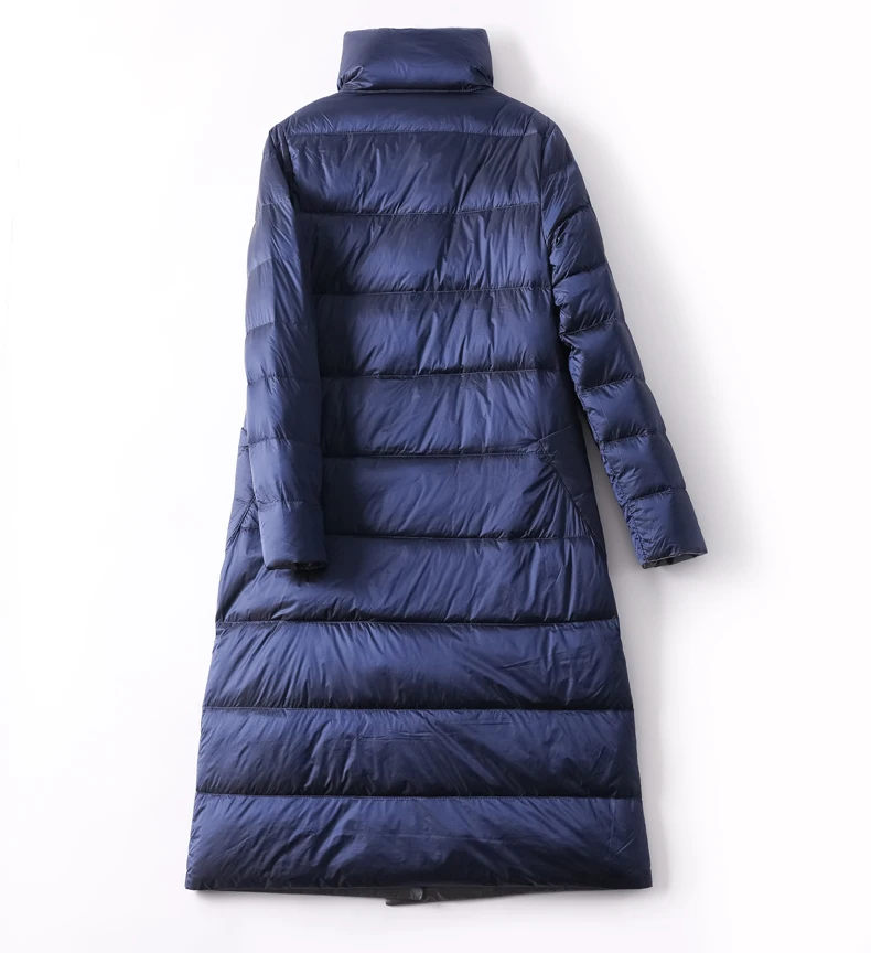 Женская зимняя куртка, парка, пальто, женский длинный Повседневный светильник, ультра тонкий теплый пуховик на утином пуху, двухсторонняя водонепроницаемая верхняя одежда