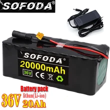 Sofoda 36V 20AH 14ah 12ah bateria do rowerów elektrycznych wbudowana bateria litowa 20A BMS z akumulatorem Ebike 42V 2A