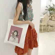 Забавная художественная холщовая Большая вместительная сумка-тоут, модная новая женская сумка в стиле Харадзюку Ulzzang, сумки на плечо, сумки для покупок, путешествий