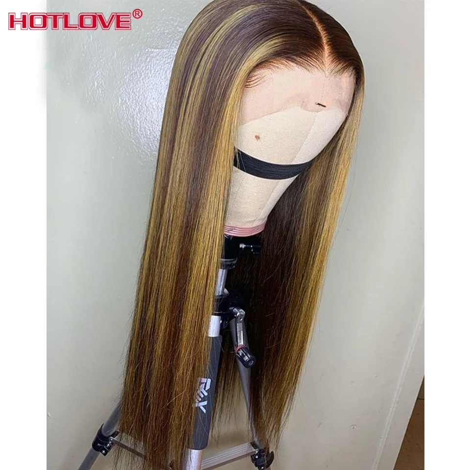 Straight Hair Lace Front Human Hair Wigs For Black Woman Brazilian Highlight Ombre Color Hair 13x4 Lace Front Wig Baby Hair Remy