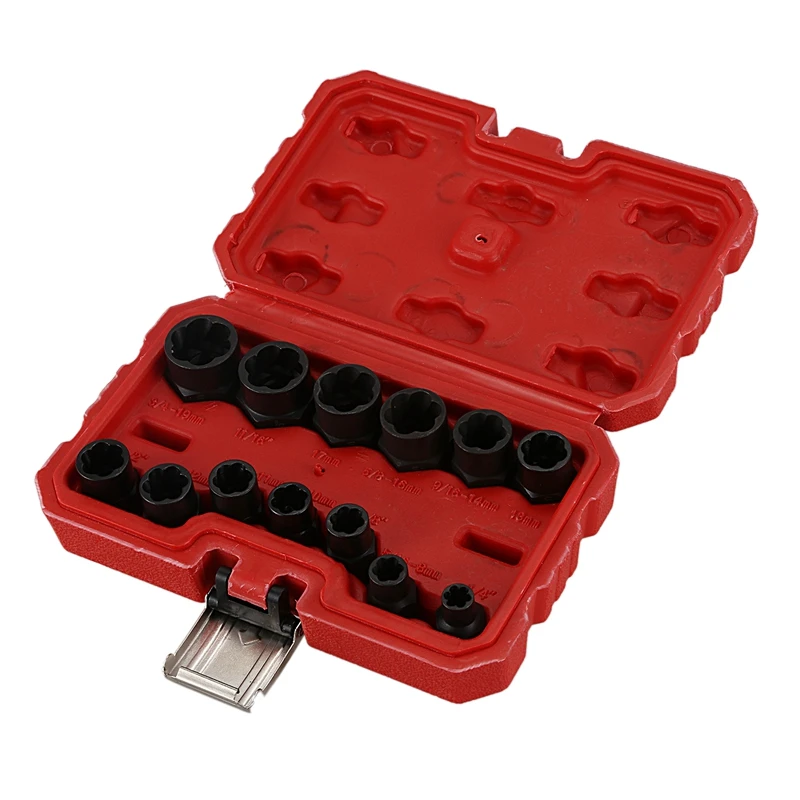 

EASY-13Pcs Damaged Nut Bolt Remover Stud Extractor Socket Set(9-19Mm)